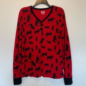 Lazy One Thermal Henley Top Cabin Moose